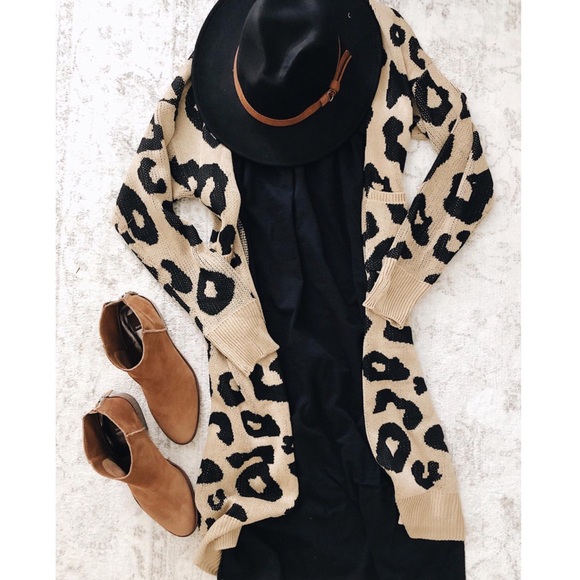 Leopard Print Open Front Cardigan - Picture 3 of 5